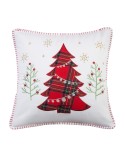 Red Plaid Tree Whipstitch Decorative Pillow, 18