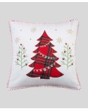 Red Plaid Tree Whipstitch Decorative Pillow, 18