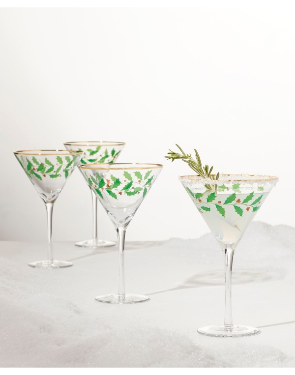 Holiday Decal Glass, Set of 4