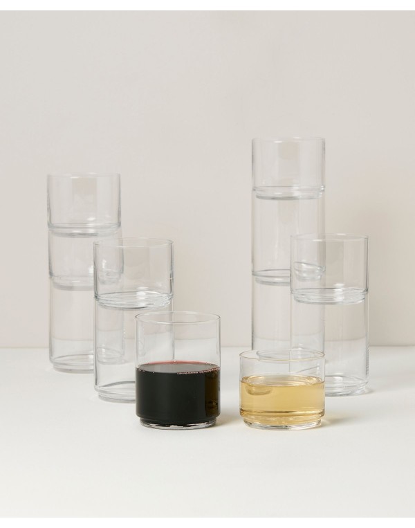 Classics Stackable Tall and Short Glasses Set, 12 Piece