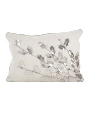 Metallic Poinsettia Branch Decorative Pillow, 12