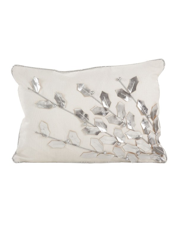 Metallic Poinsettia Branch Decorative Pillow, 12