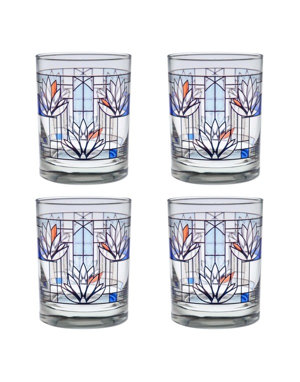 Water Lilies Double Old Fashioned Glass - Set of 4