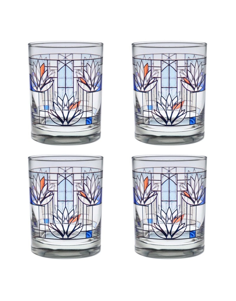 Water Lilies Double Old Fashioned Glass - Set of 4
