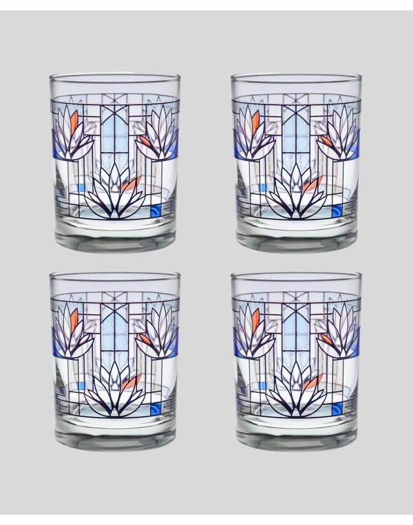 Water Lilies Double Old Fashioned Glass - Set of 4