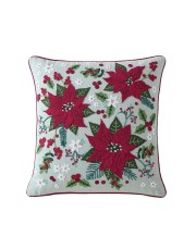 3 Poinsettia Applique Holiday Decorative Pillow, 20