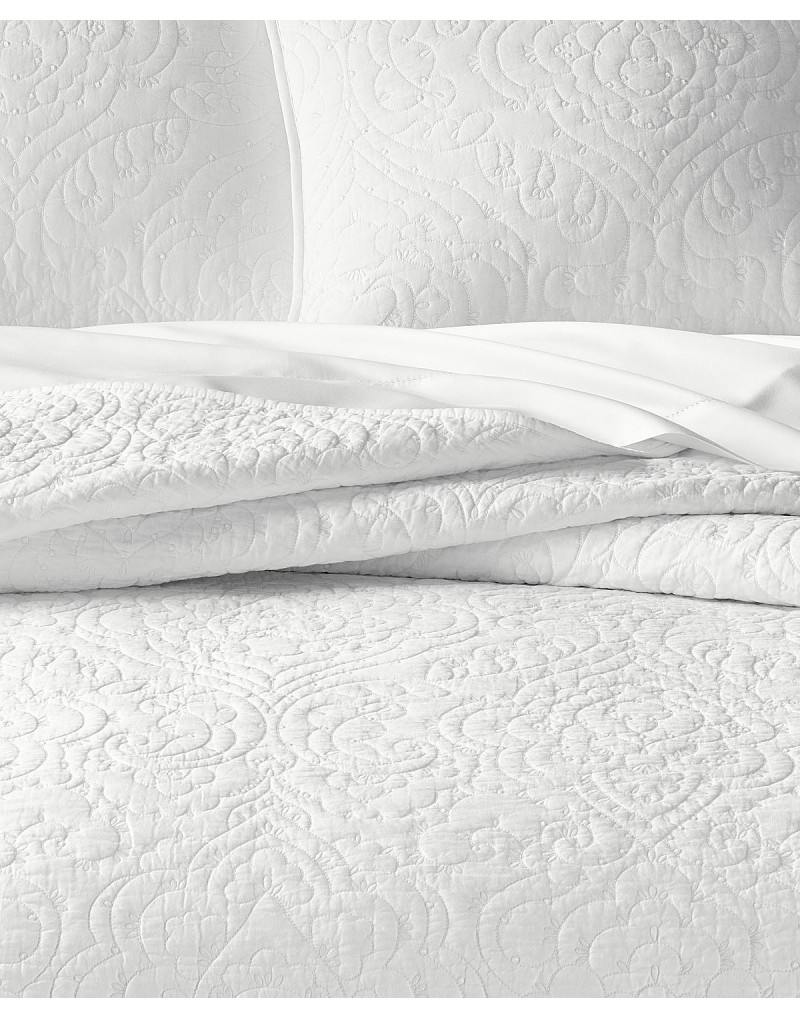 Sculpted Embroidered Cotton Quilt, Twin