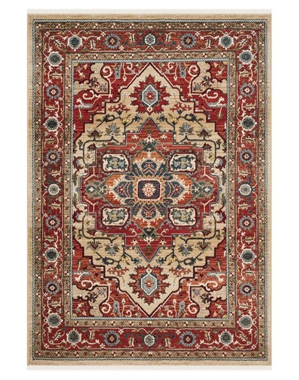 Red and Beige 9' X 12' Area Rug