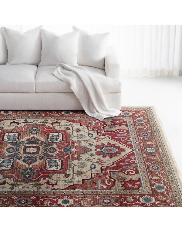 Red and Beige 9' X 12' Area Rug