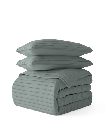 All Season 2 Piece Stripe Stitch Quilt Set, Twin/Twin XL