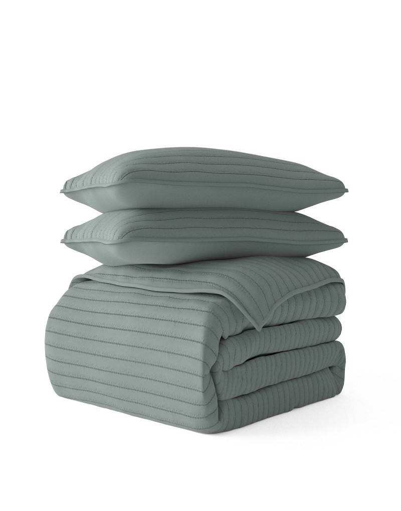 All Season 2 Piece Stripe Stitch Quilt Set, Twin/Twin XL