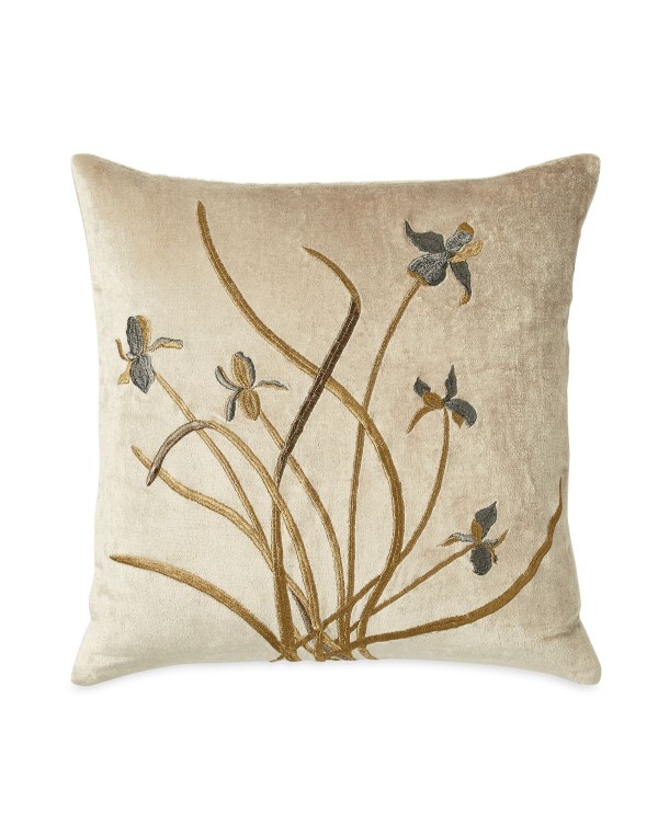Embroidered Velvet Decorative Pillow 18 X 18