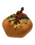 Velvet Pumpkin with Embroidered Leaves Harvest Decorative Pillow, 7