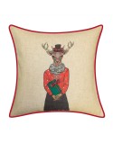 Holiday Christmas Plaid Reindeer Girlfriend Decorative Pillow, 18
