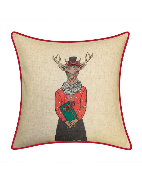 Holiday Christmas Plaid Reindeer Girlfriend Decorative Pillow, 18