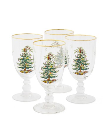 Christmas Tree 16 oz. Glassware Goblet, Set of 4