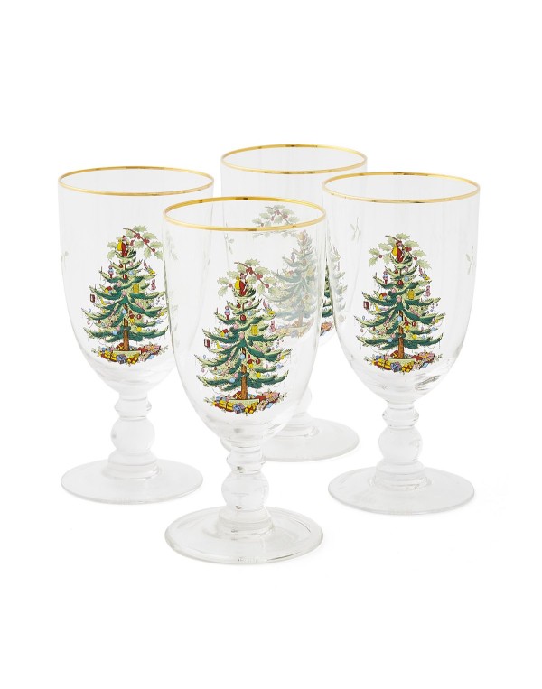 Christmas Tree 16 oz. Glassware Goblet, Set of 4