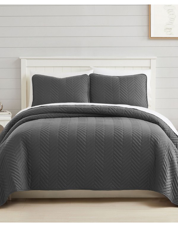 Solid Color Chevron 2 Piece Quilt Set, Twin