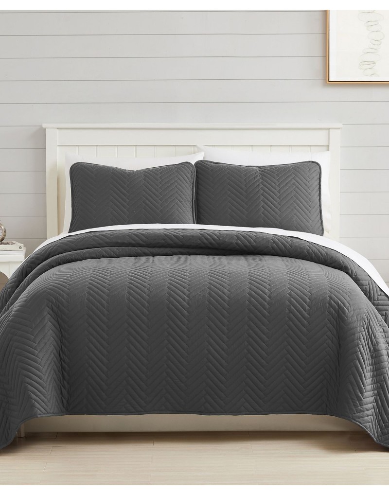 Solid Color Chevron 2 Piece Quilt Set, Twin