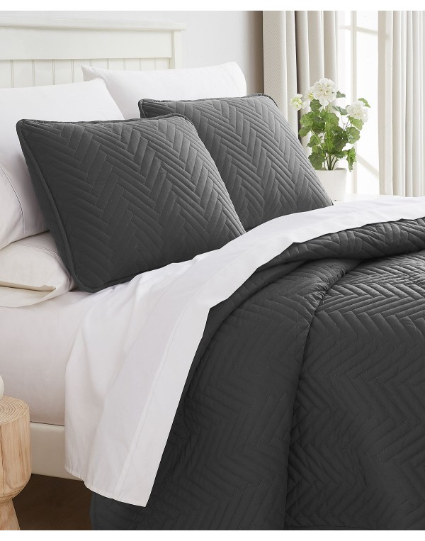 Solid Color Chevron 2 Piece Quilt Set, Twin