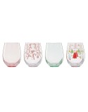 Festive Stemless Wine Glasses, Set of 4