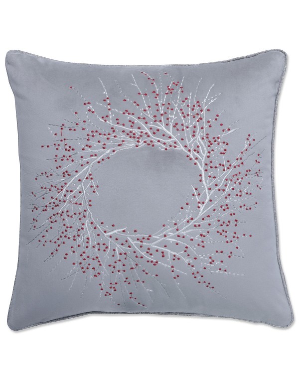 Velvet Christmas Wreath Decorative Pillow, 17