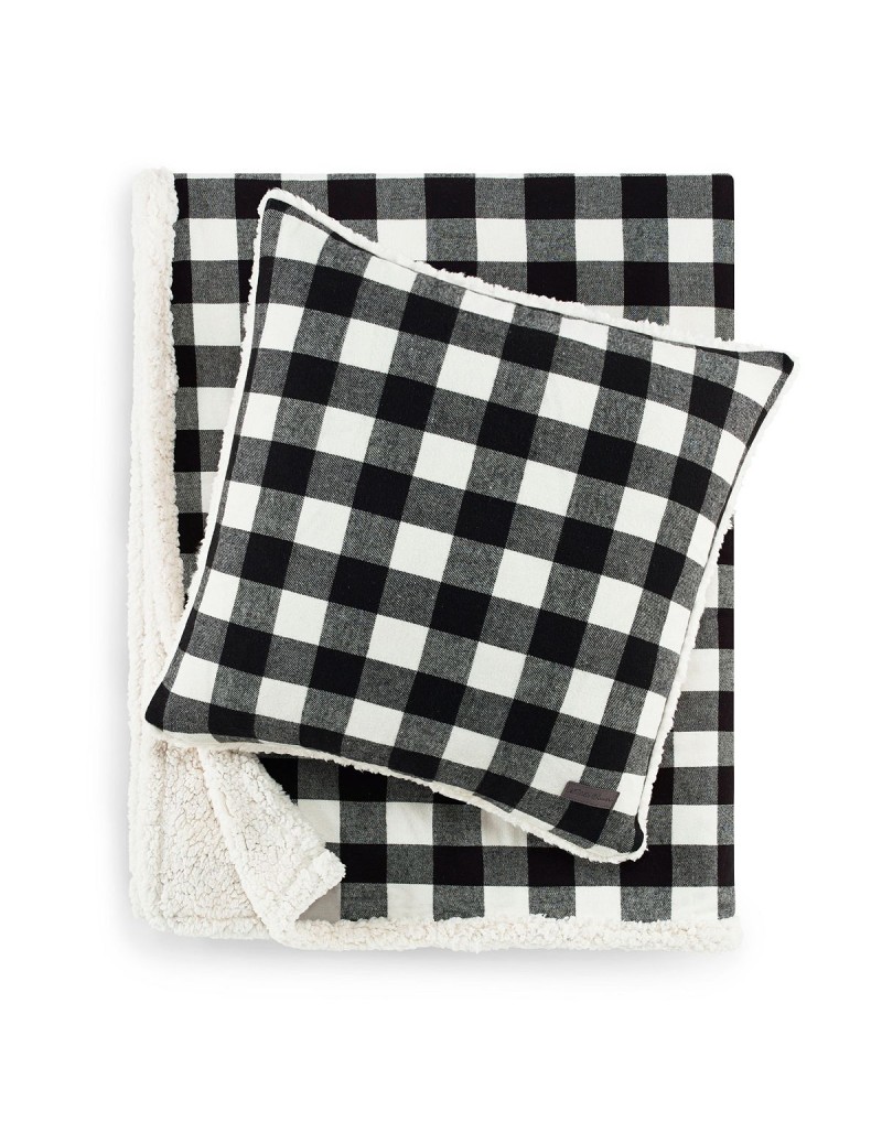 Cabin Plaid Cotton Yarn Dyed Throw Pillow and Blanket Set