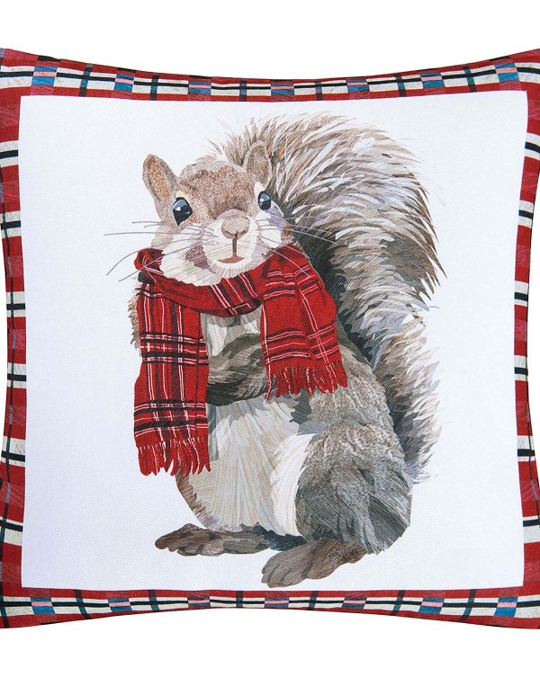 Plaid Squirrel Pillow, 18