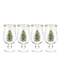 Christmas Tree Tulip Glasses, Set of 4, Service for 4