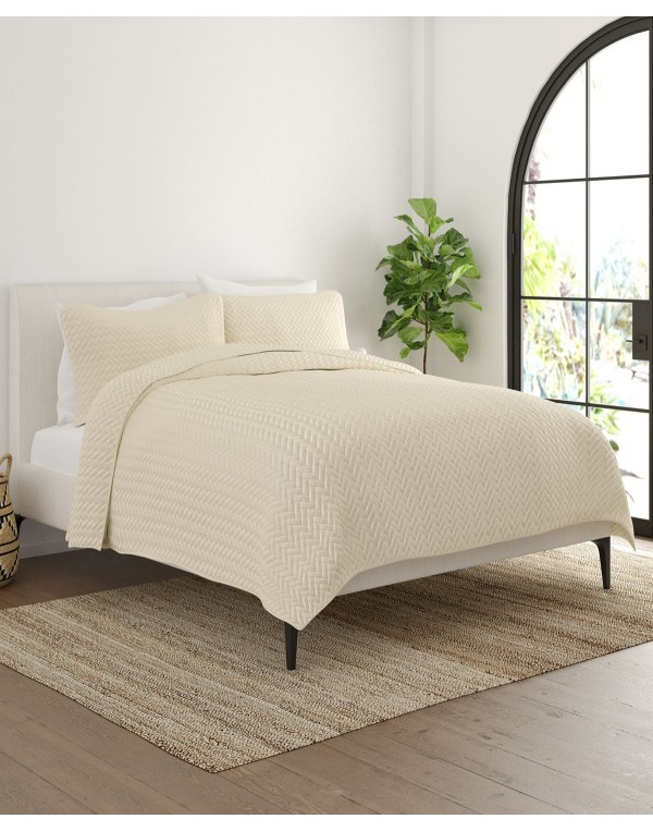 Premium Ultra Soft Herring Pattern Quilted Coverlet Set, Twin